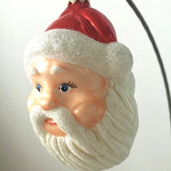 ✨NEW Authentic Christopher Radko Happy SANTA HEAD Cute Hand Blown Glass Ornament - Picture 2 of 8